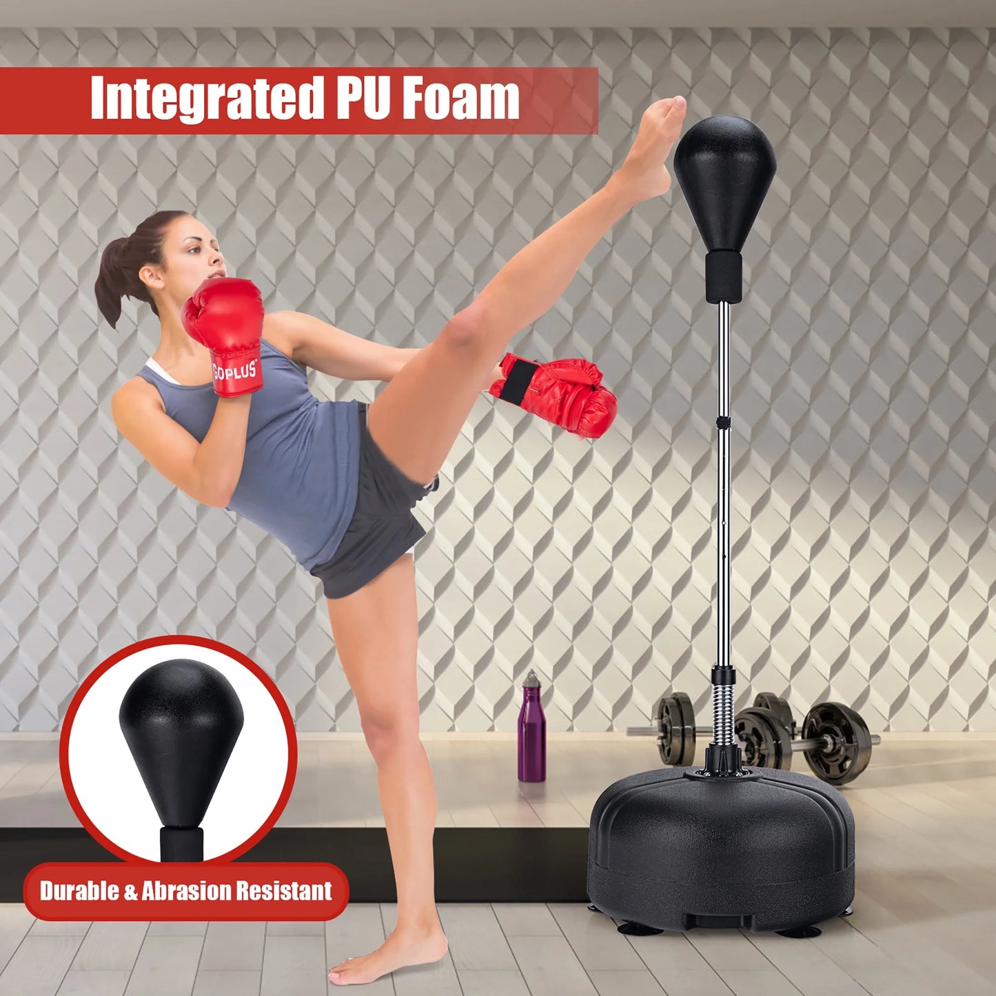 Goplus Freestanding Punching Bag W/Stand Boxing Gloves for Adult Kids Adjustable
