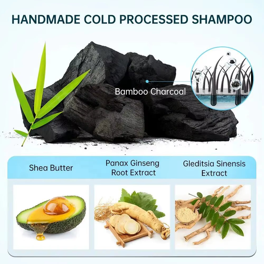 Bamboo Charcoal Hair Shampoo Bar Black Hair Care Shiny Hair & Scalp Treatment