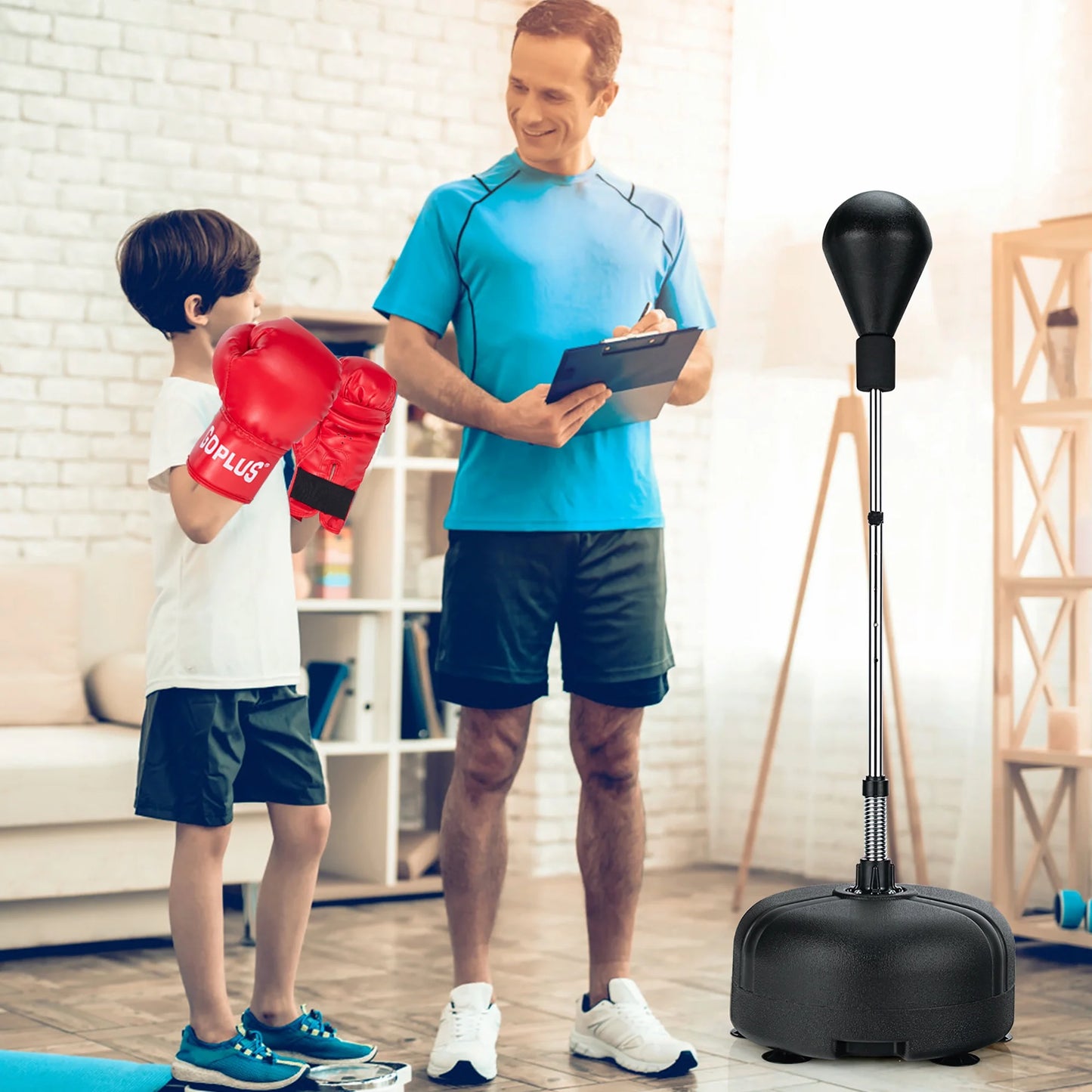 Goplus Freestanding Punching Bag W/Stand Boxing Gloves for Adult Kids Adjustable