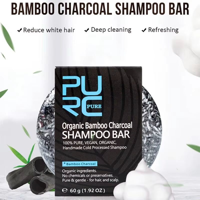 Bamboo Charcoal Hair Shampoo Bar Black Hair Care Shiny Hair & Scalp Treatment