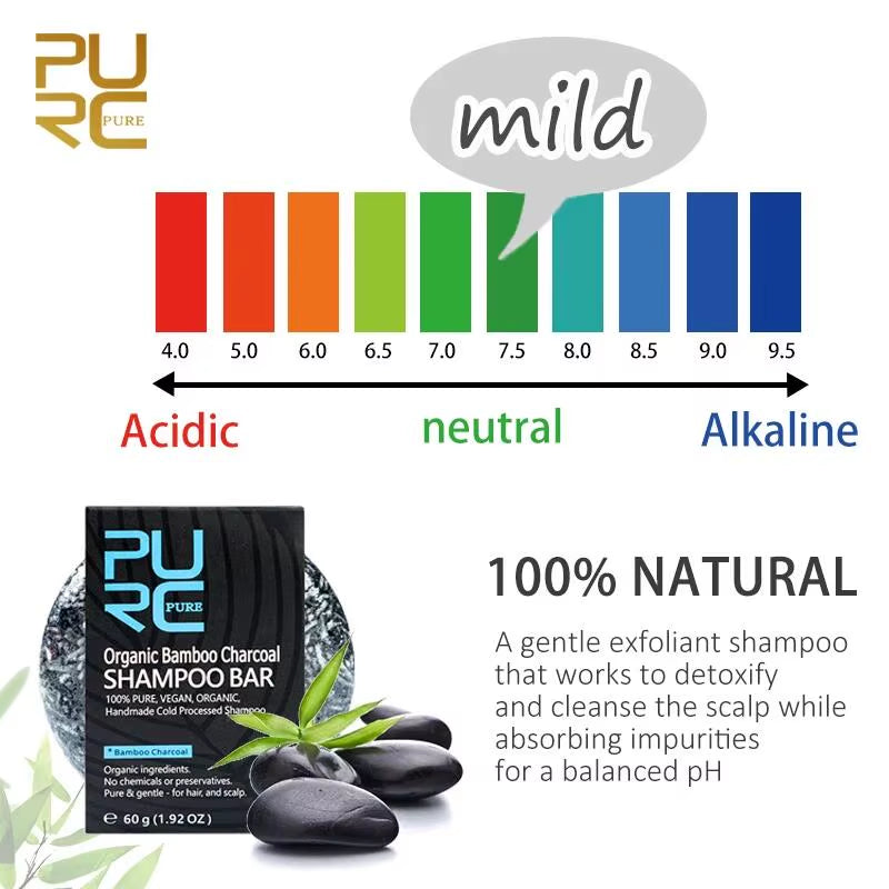Bamboo Charcoal Hair Shampoo Bar Black Hair Care Shiny Hair & Scalp Treatment