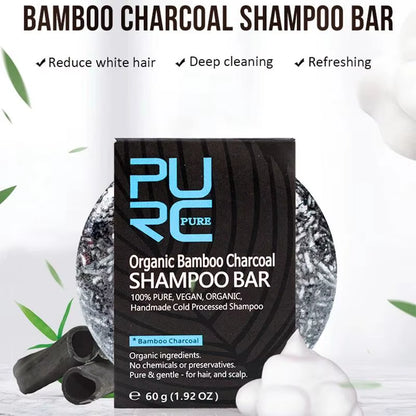 Bamboo Charcoal Hair Shampoo Bar Black Hair Care Shiny Hair & Scalp Treatment
