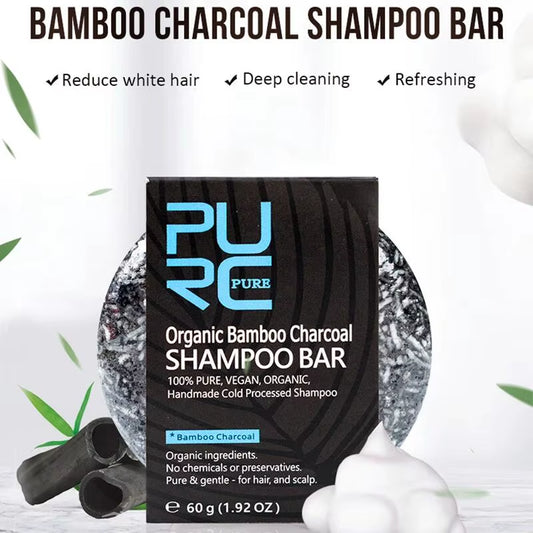 Bamboo Charcoal Hair Shampoo Bar Black Hair Care Shiny Hair & Scalp Treatment