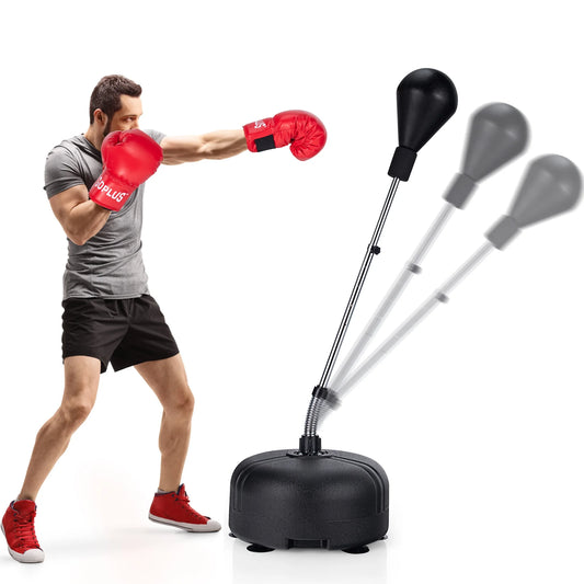 Goplus Freestanding Punching Bag W/Stand Boxing Gloves for Adult Kids Adjustable